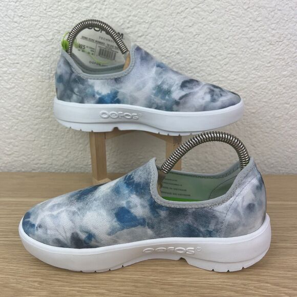 Oofos Oomg eeZee Low Shoes Womens Sz 5 Teal Tie Dye Slip On Comfort Recovery - Picture 6 of 9
